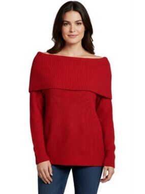 Style & Co Red Cowl Neck Tunic Sweater Womens XL Cotton Blend NWT Red Amore